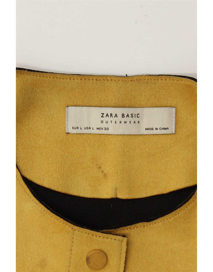 Zara Womens Crop Bomber Jacket UK 16 Grand Jaune