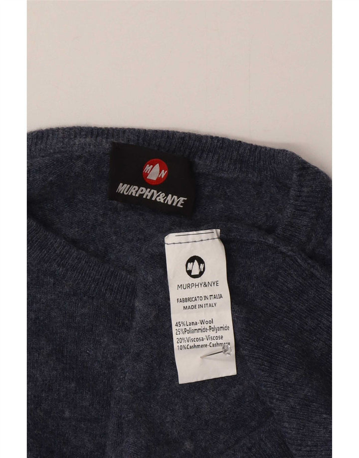 Murphy & Nye Mens Crew Neck Jumper Sweater Medium Navy Blue Flecked Wool
