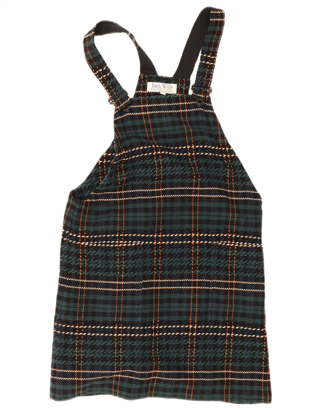 Jack Wills Womens Dungaree Dress UK 8 Small Green Plaid Polyester