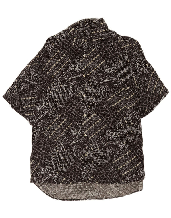 Camisa vintage de manga corta para hombre Patchwork negro medio