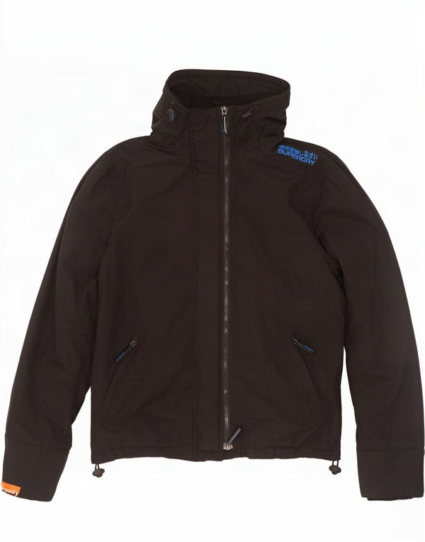Giacca a vento da uomo con cappuccio grafico Superdry UK 42 XL nylon nero
