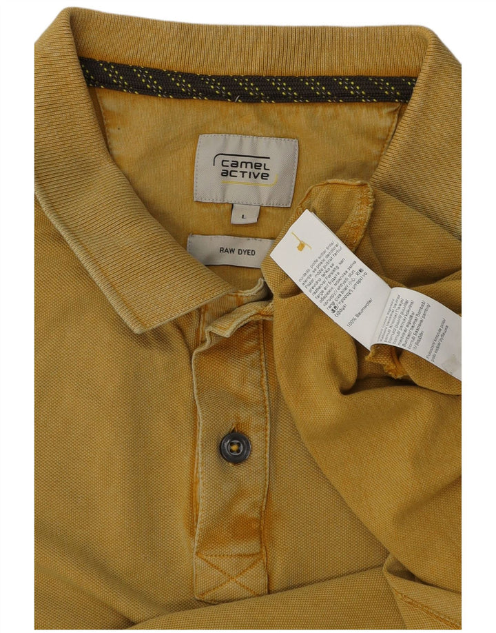 Camel Active Mens Raw Dyed Polo Shirt Large Yellow Cotton