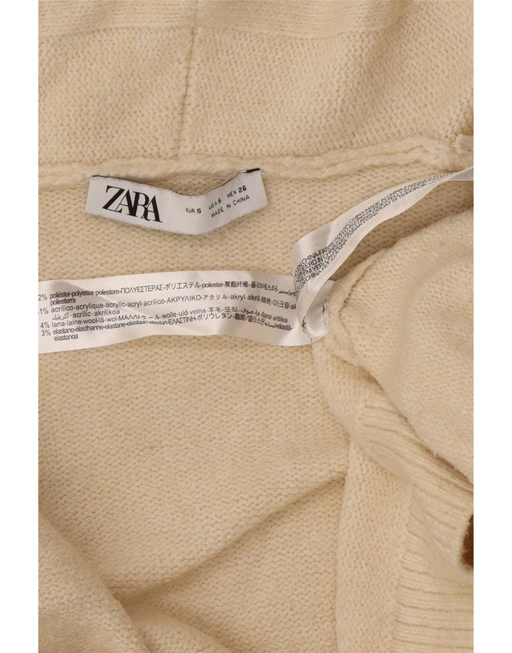 Zara Womens Oversized Longline Open Cardigan Sweater UK 10 Small Off White