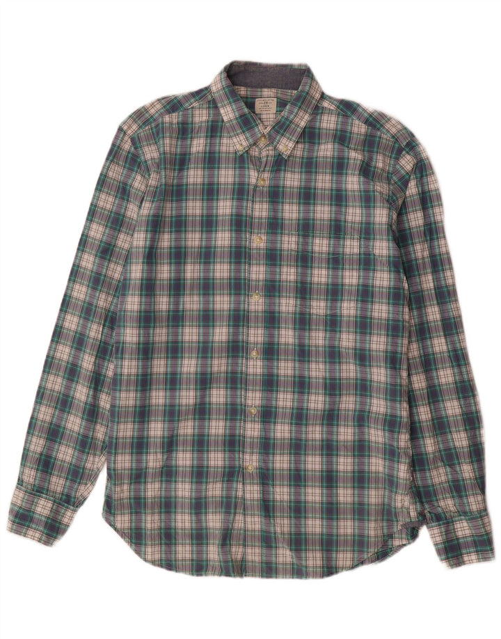 J. CREW Mens Shirt Size 15 1/2 Medium Green Check Cotton