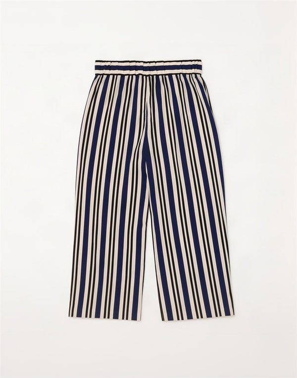 Женские укороченные широкие брюки Zara, большие W32 L25, темно-синие в полоску