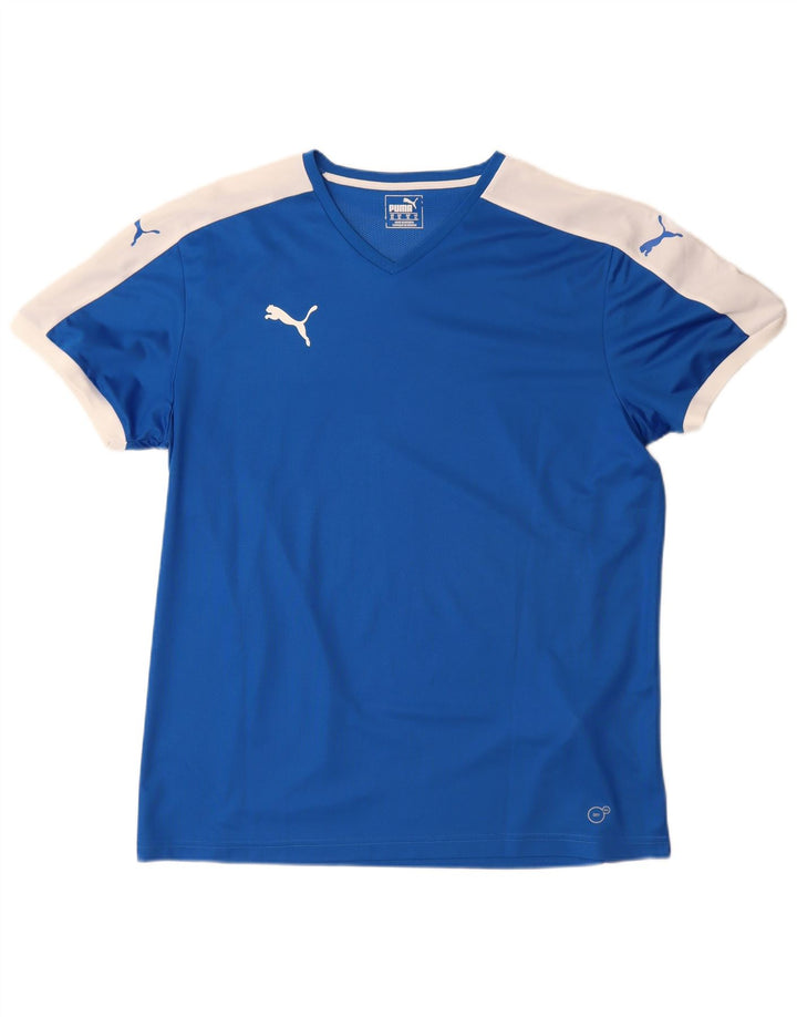 Puma Mens T-Shirt Top XL Blue Colourblock Polyester