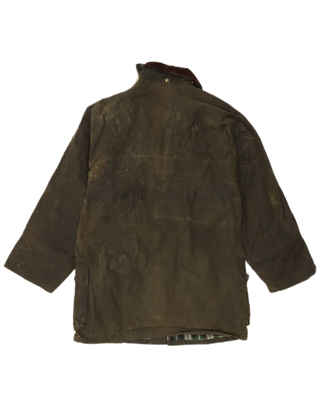 Vintage Mens Waxed Cotton Jacket UK 36 Small Green Check