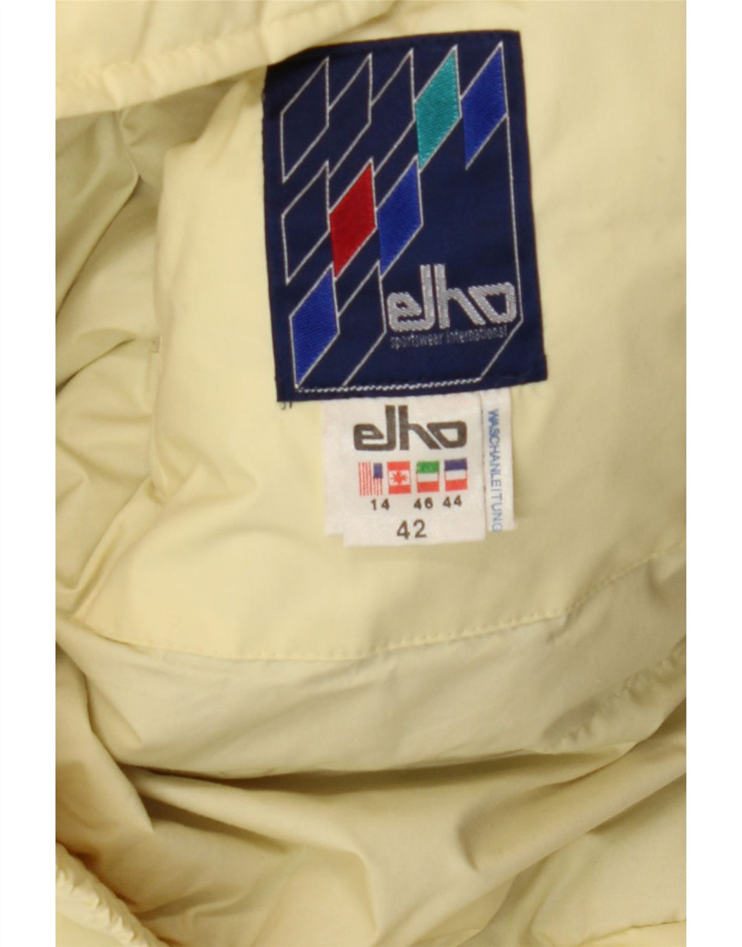 ELHO Womens Hooded Windbreaker Jacket IT 46 Large Yellow Colourblock Vintage Elho and Second-Hand Elho from Messina Hembry 