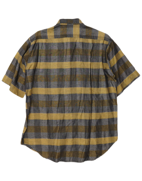 Camicia a maniche corte da uomo Sangiorgio taglia 40/15 a quadri grigio medio