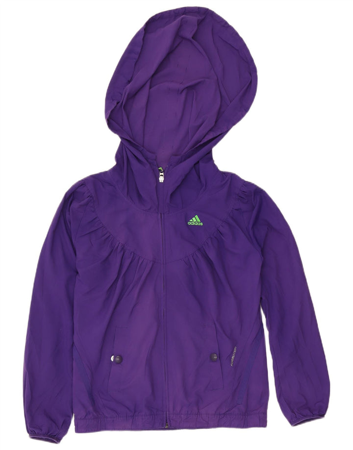 Adidas Womens Hooded Tracksuit Top Jacket UK 16 Large Purple Polyester