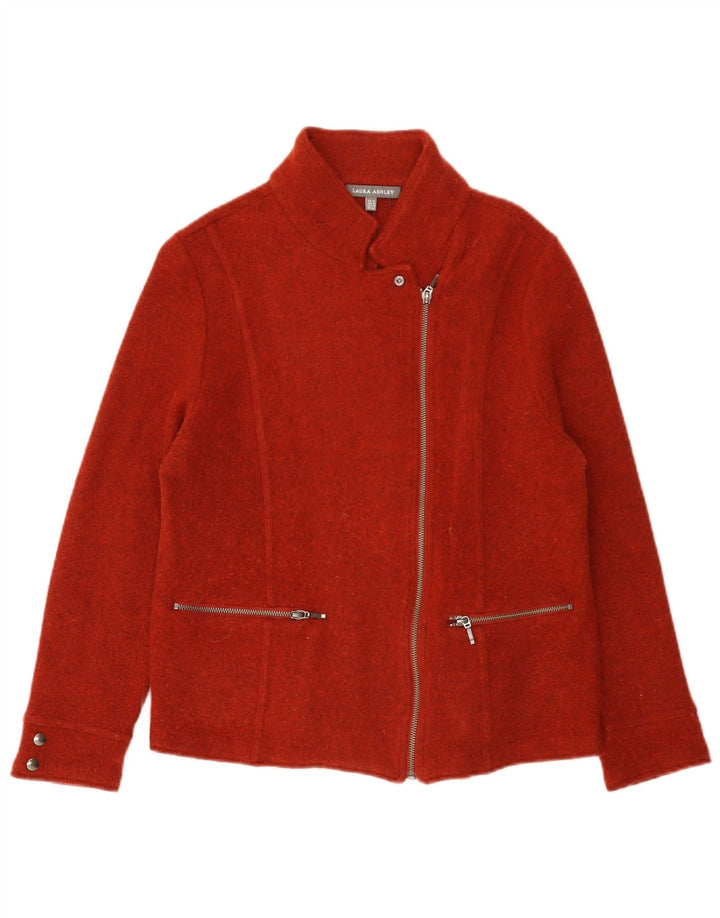 Laura Ashley Womens Knit Full Zip Blazer Jacket UK 16 Large Red Lambswool