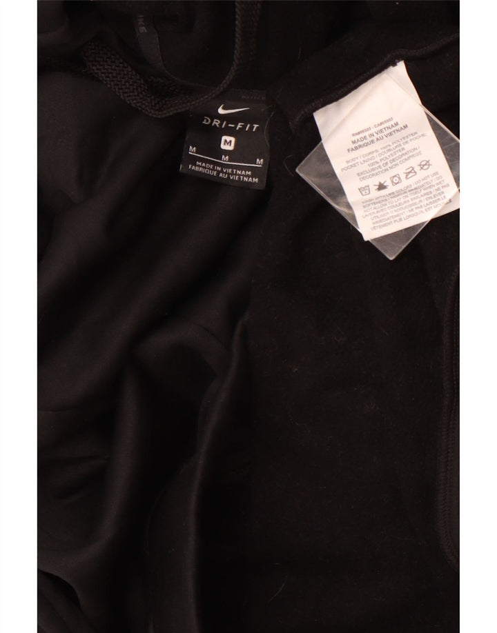 NIKE Mens Dri Fit Hoodie Jumper Medium Black Polyester