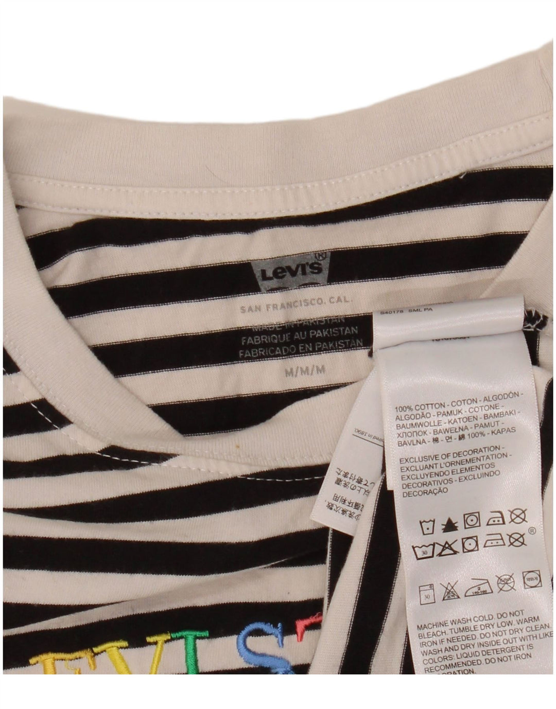 Levi's Damen-Oversize-Grafikoberteil, langärmlig, UK-Größe 14, mittelschwarz gestreift