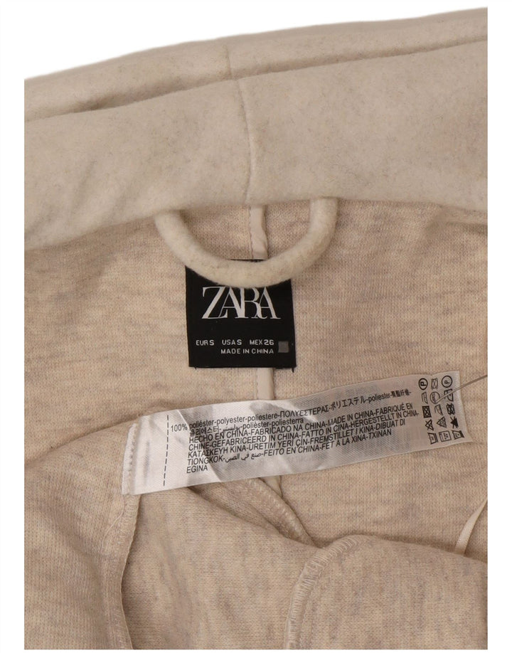 Zara Dame Hætte Oversized Dobbeltradet Frakke UK 10 Small Off White