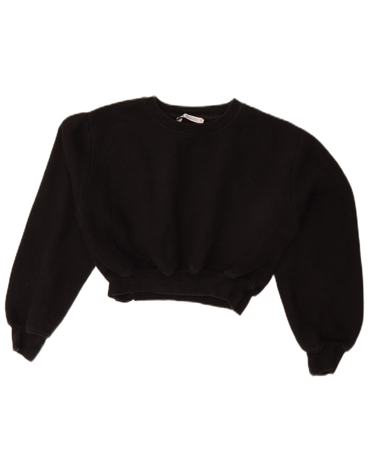 Zara Womens Crop Sweatshirt Jumper UK 10 Small Black