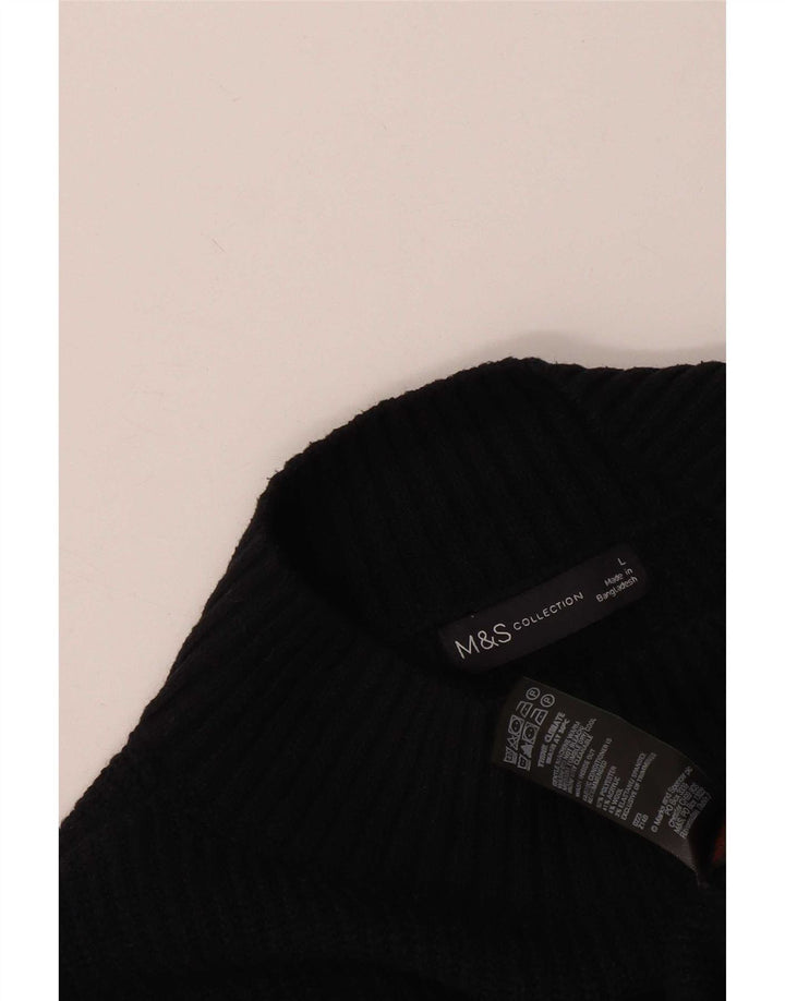 Marks & Spencer Womens Long Sleeve Jumper Dress UK 16 Large Black Polyester
