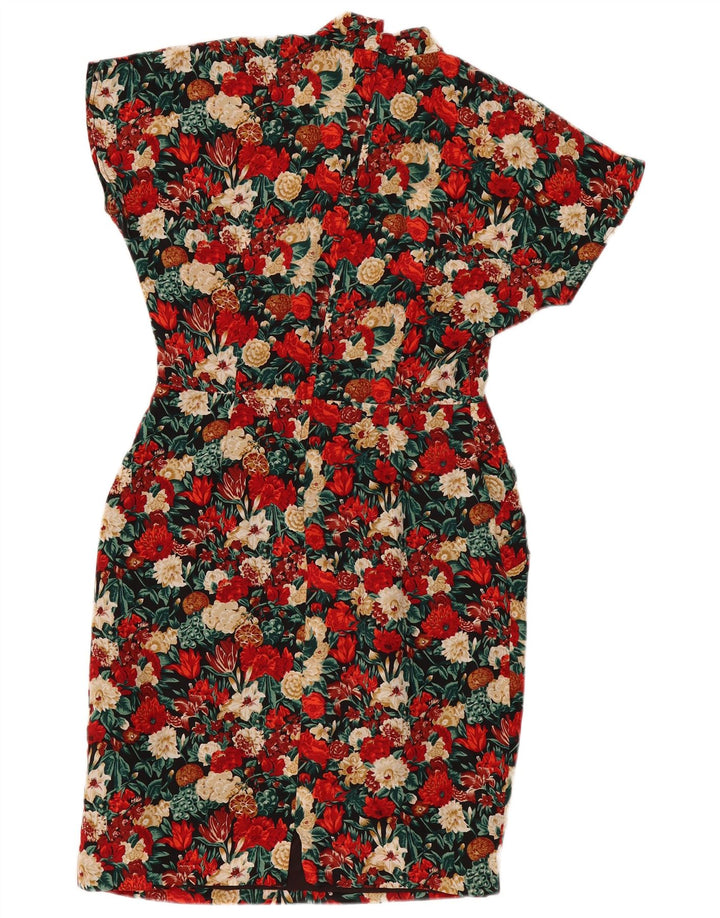 robe fourreau femme vintage IT 46 Grande soie florale multicolore