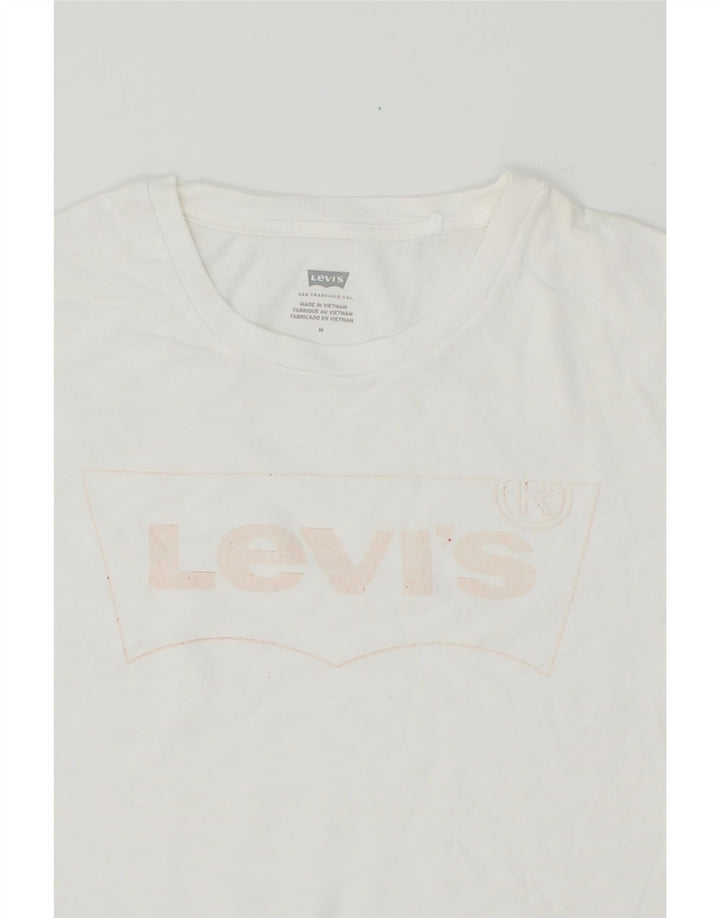 LEVI'S Womens Graphic T-Shirt Top UK 14 Medium White Cotton Vintage Levi's and Second-Hand Levi's from Messina Hembry 