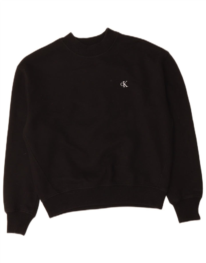 CALVIN KLEIN JEANS Womens Oversized Sweatshirt Jumper UK 10 Small Black