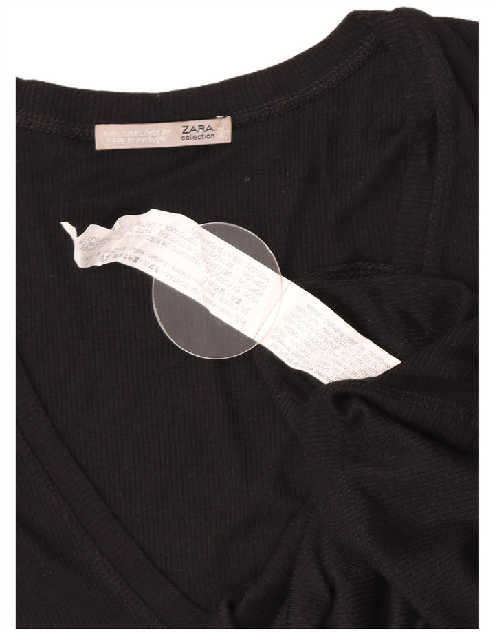 Zara Damen Top Langarm UK 14 Large Schwarz Modal