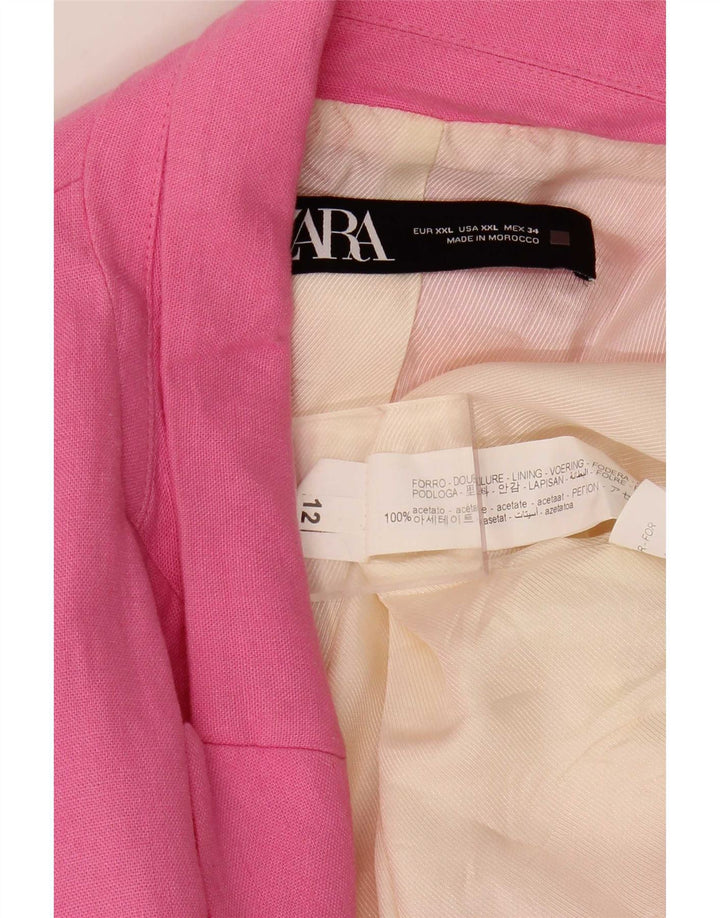 Zara Womens Open Blazer Jacket UK 20 2XL Pink Acetate