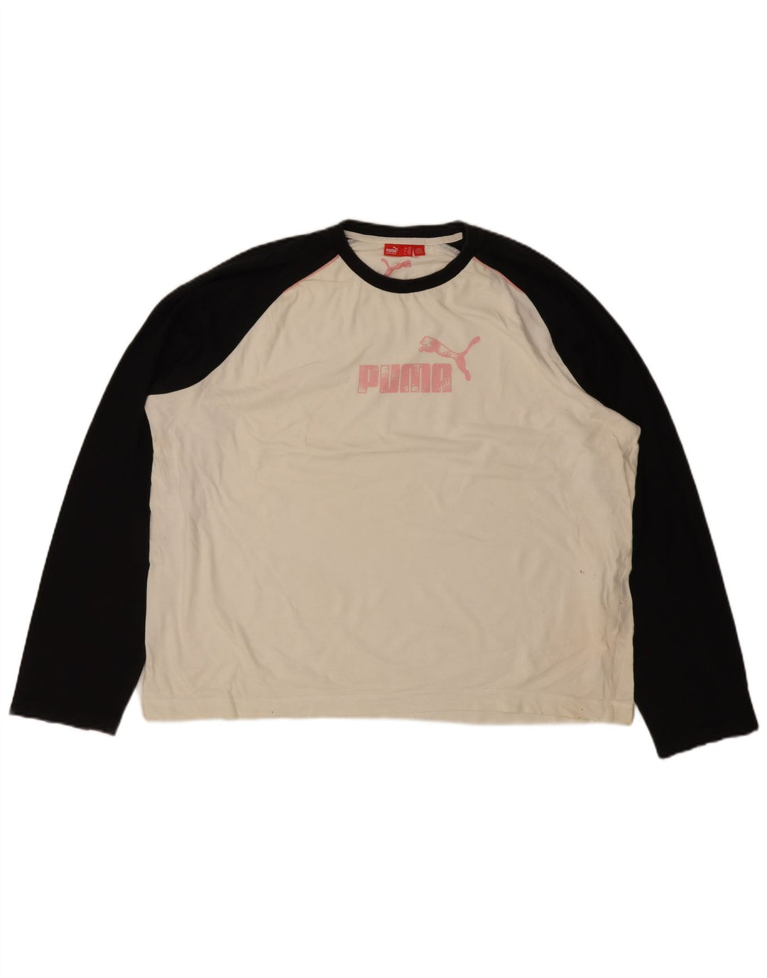 Puma Mens Graphic Top Long Sleeve 2XL White Colourblock Cotton