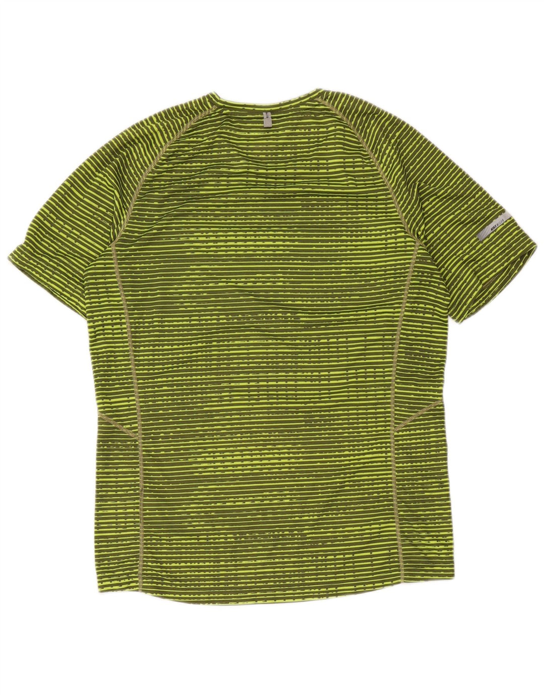 Nike Womens Dri Fit T-Shirt Top UK 14 Medium Green Striped Polyester