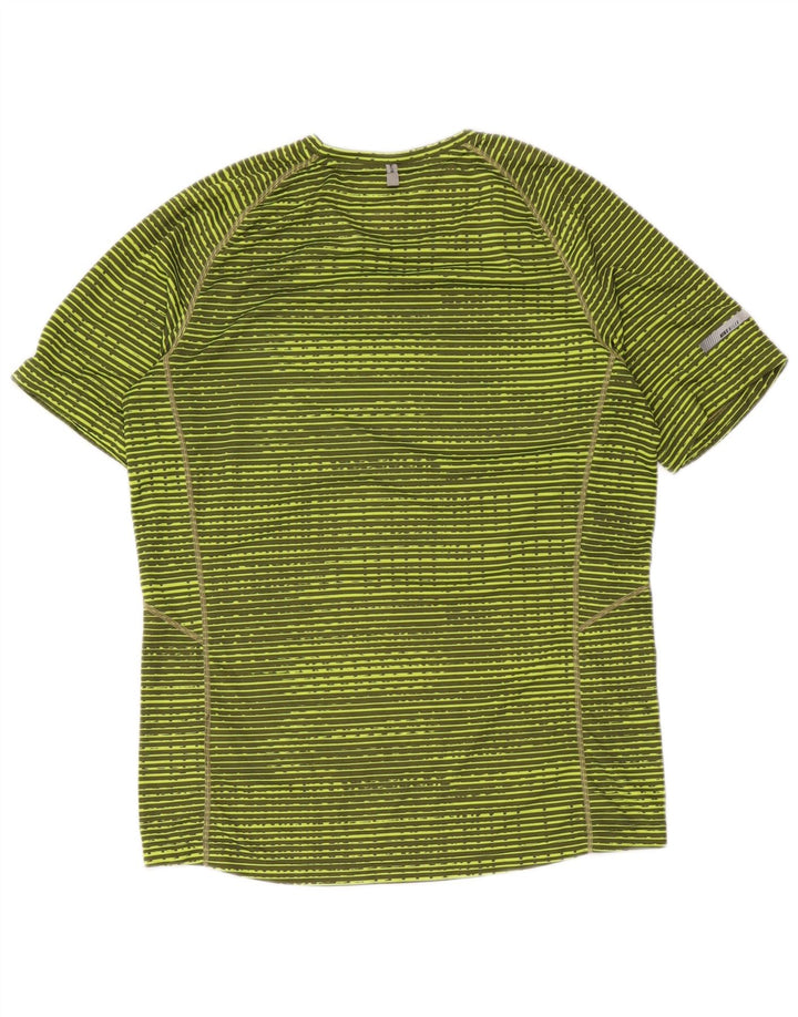 Nike Womens Dri Fit T-Shirt Top UK 14 Medium Green Striped Polyester
