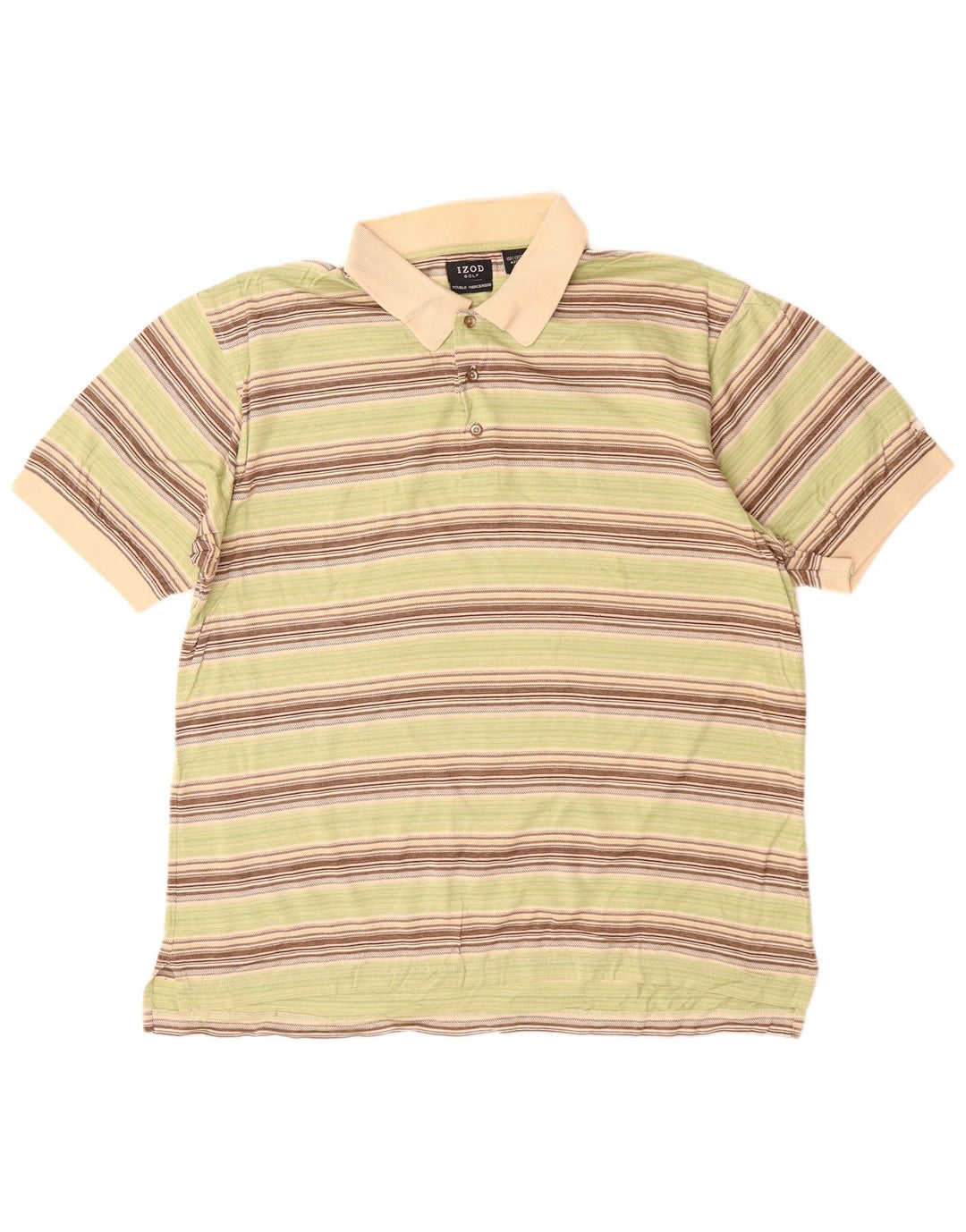 IZOD Mens Polo Shirt Large Grey Striped Cotton