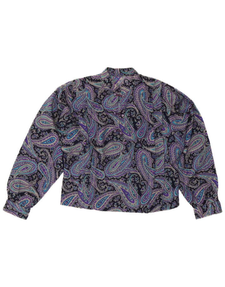 Top camicetta da donna VINTAGE UK 12 Paisley viola medio