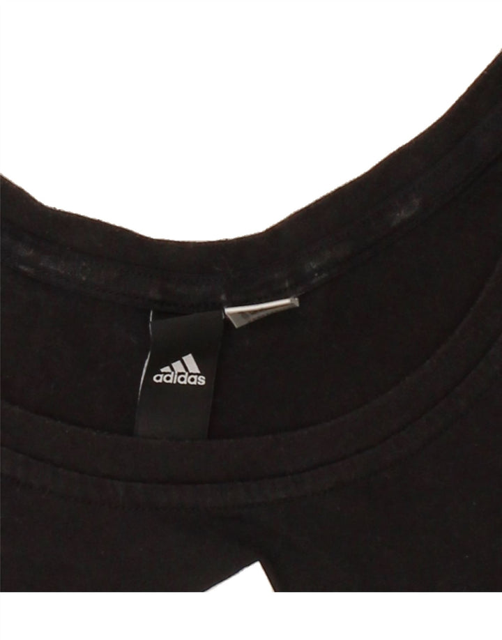 ADIDAS Womens Graphic T-Shirt Top UK 12 Medium Black Vintage Adidas and Second-Hand Adidas from Messina Hembry 