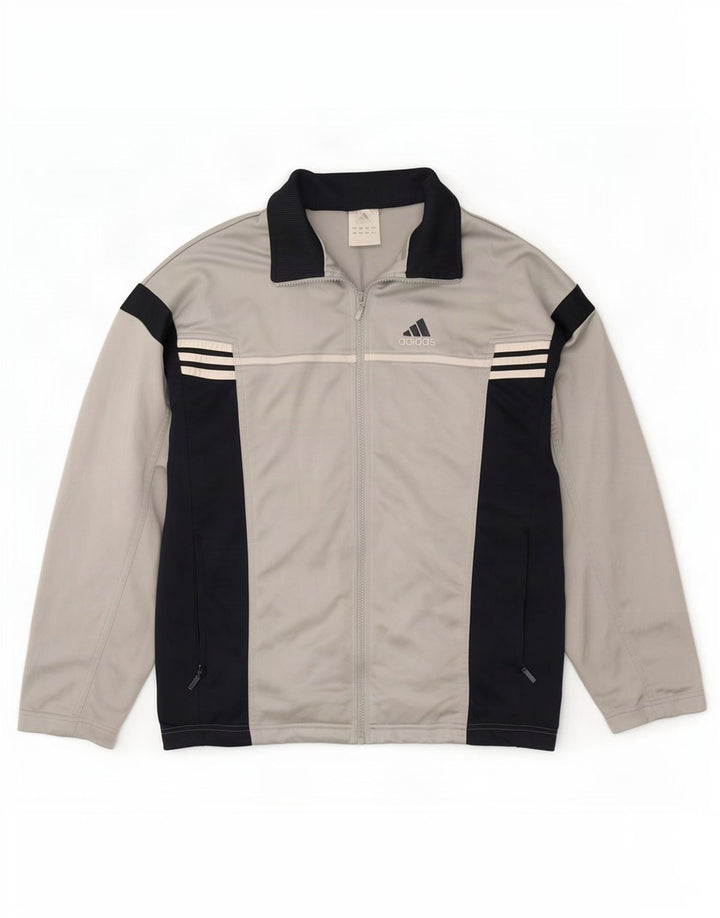 Мужской спортивный костюм Adidas с графическим рисунком, верхняя куртка, средний серый полиэстер с цветными блоками
