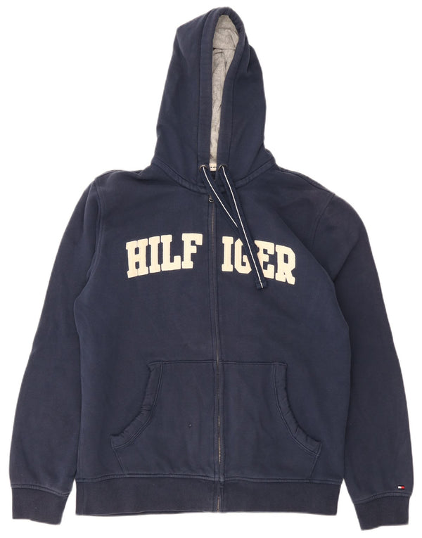 Tommy Hilfiger Pull à capuche zippé graphique pour hommes, grand coton bleu marine
