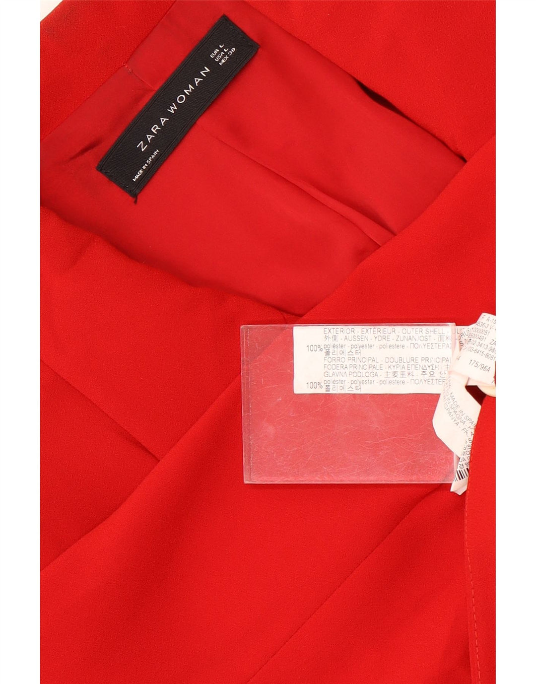 Zara Dame Dobbeltradet Blazer Jacket UK 14 Stor Rød Polyester