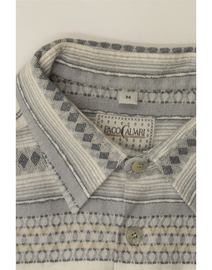 PACO CALVARI Mens Flannel Shirt Medium Grey Fair Isle Cotton Vintage Paco Calvari and Second-Hand Paco Calvari from Messina Hembry 