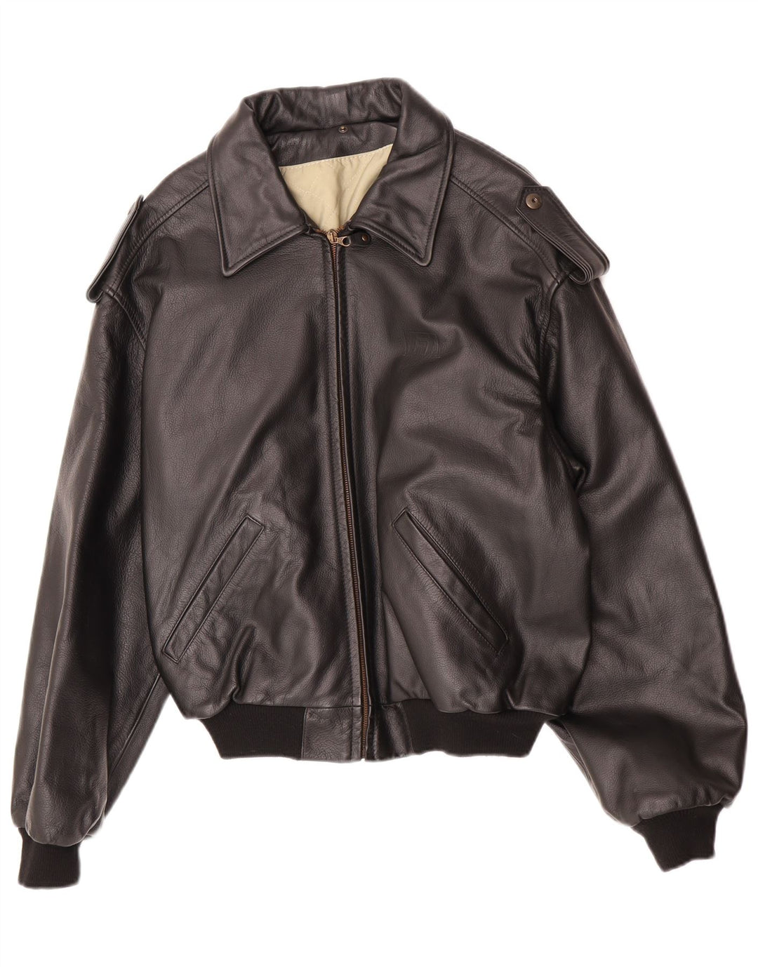 Vintage Mens Faux Leather Military Jacket IT 48/50 Medium Black