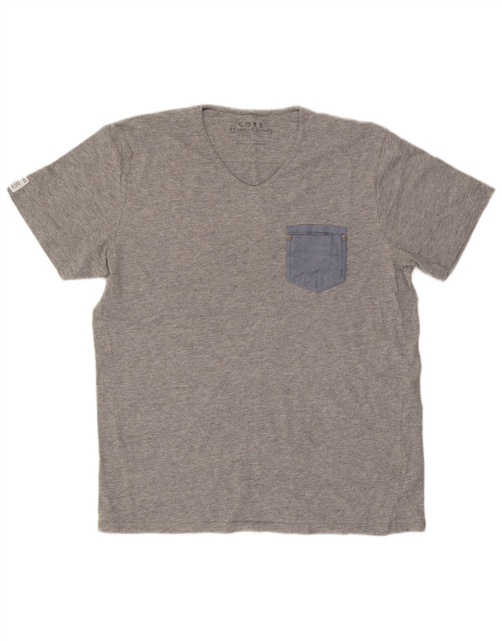 Jack & Jones Mens T-Shirt Top XL Grey Flecked