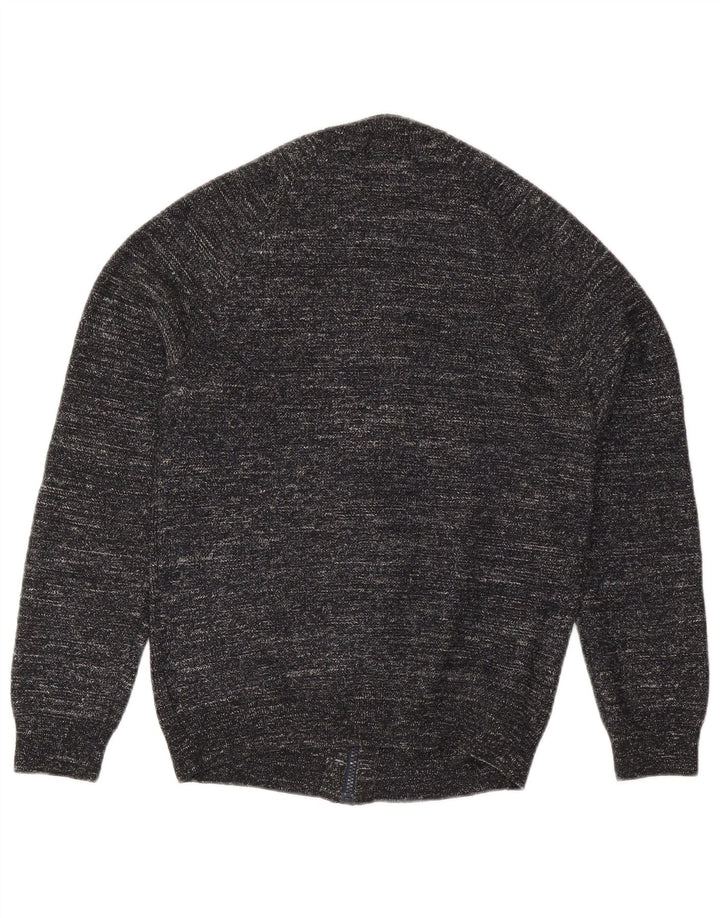 Marks & Spencer Męski sweter rozpinany, mały, czarny, nakrapiany poliester
