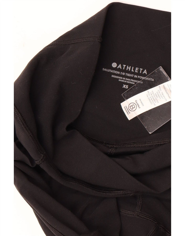 ATHLETA Womens Crop Leggings UK 4 XS Black Nylon