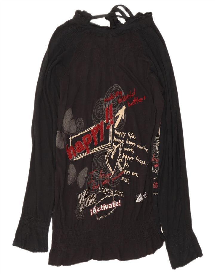 Desigual Womens Graphic Tunic Top Small Black Butterfly