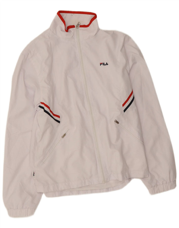 Fila Womens Tracksuit Top Jacket UK 16 Large White Polyester