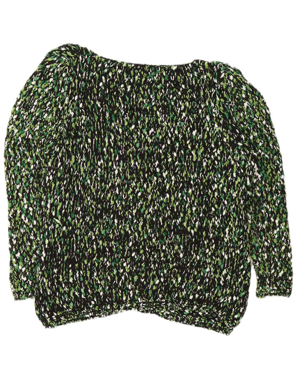 Maglione cardigan da donna vintage UK 18 XL verde chiazzato