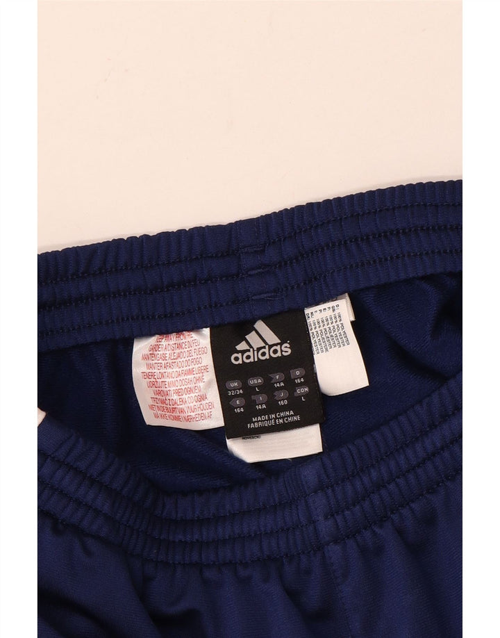 Adidas Boys Tracksuit Trousers 13-14 Years Blue Colourblock Polyester