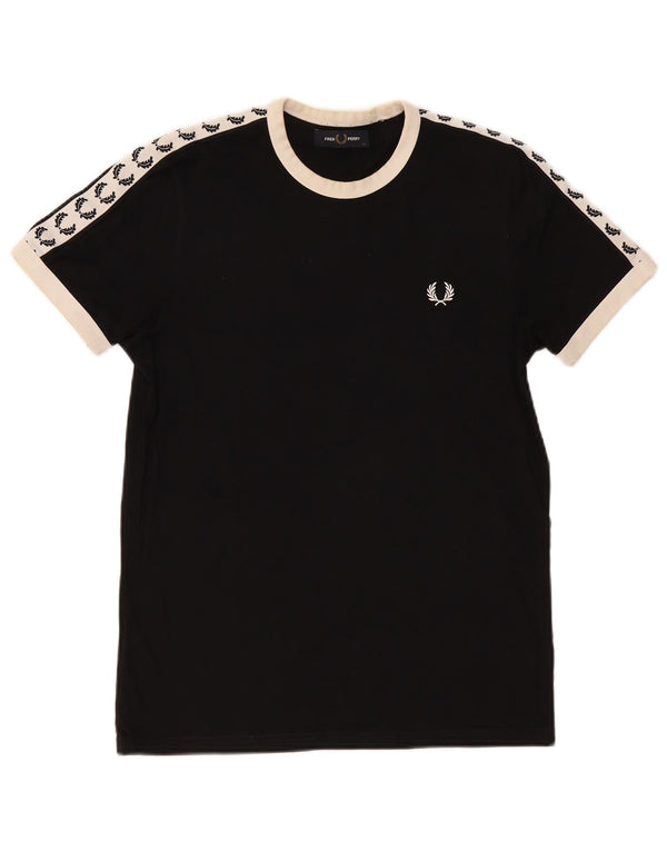 Fred Perry Herre grafisk T-shirt Top XS Sort Colourblock Bomuld