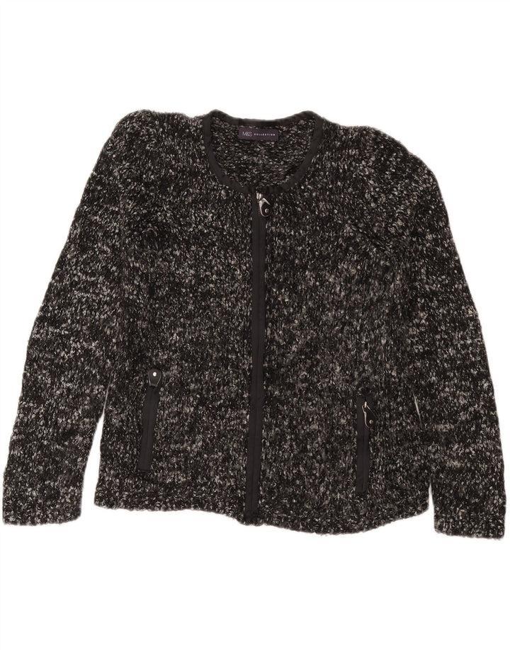 Marks & Spencer dame cardigan sweater UK 12 Medium Grey Flecked Acryl