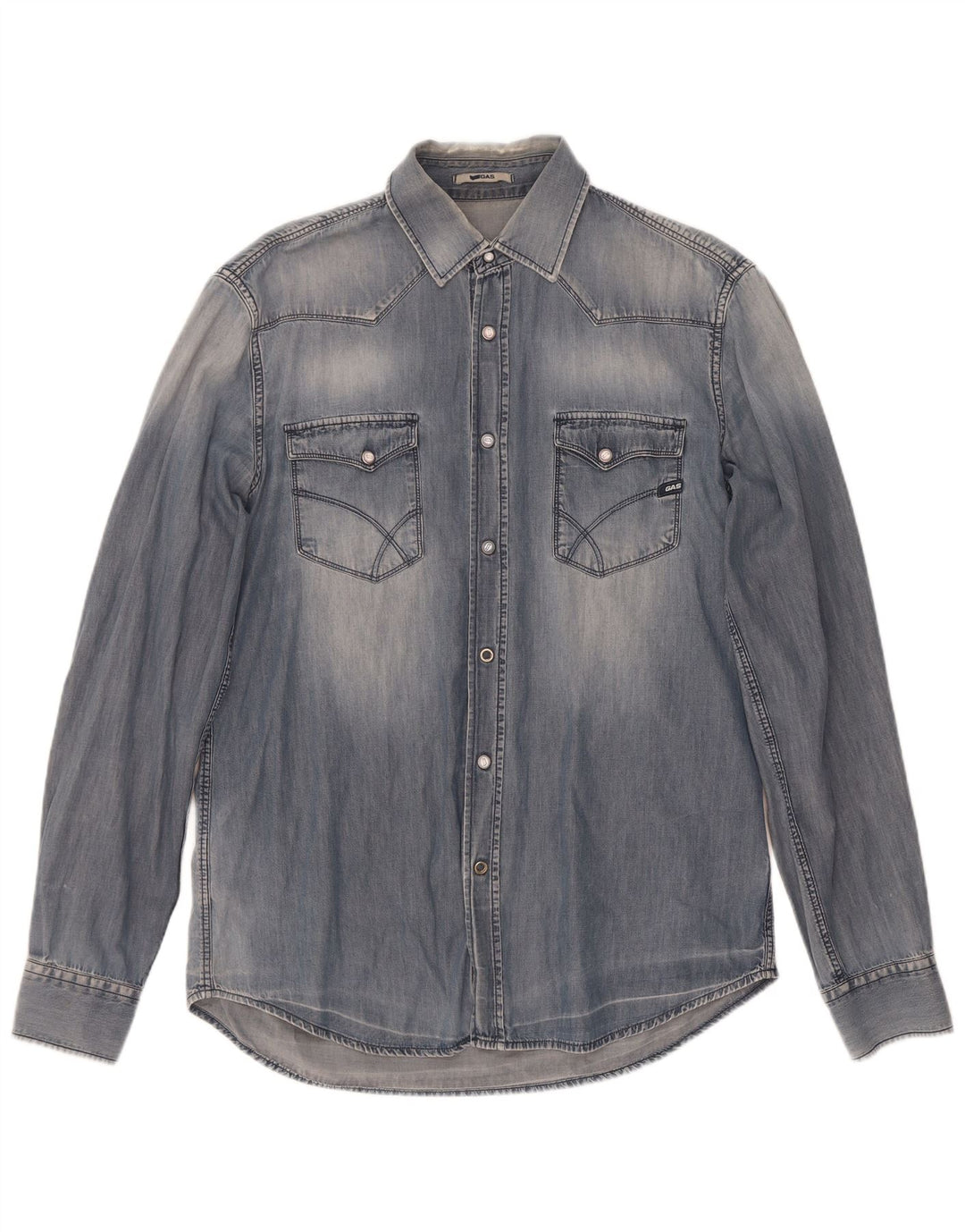 Camicia di jeans da uomo Gas XL in cotone blu