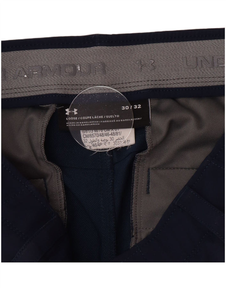 Under Armour Mens Straight Chino Trousers W30 L32 Navy Blue Polyester