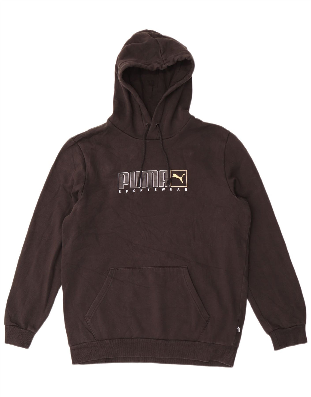 Puma Mens Graphic Hoodie Jumper Medium Black Cotton