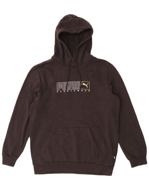 Puma Mens Graphic Hoodie Jumper Medium Black Cotton