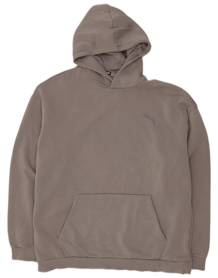 Felpa con cappuccio da uomo Puma Large in cotone grigio
